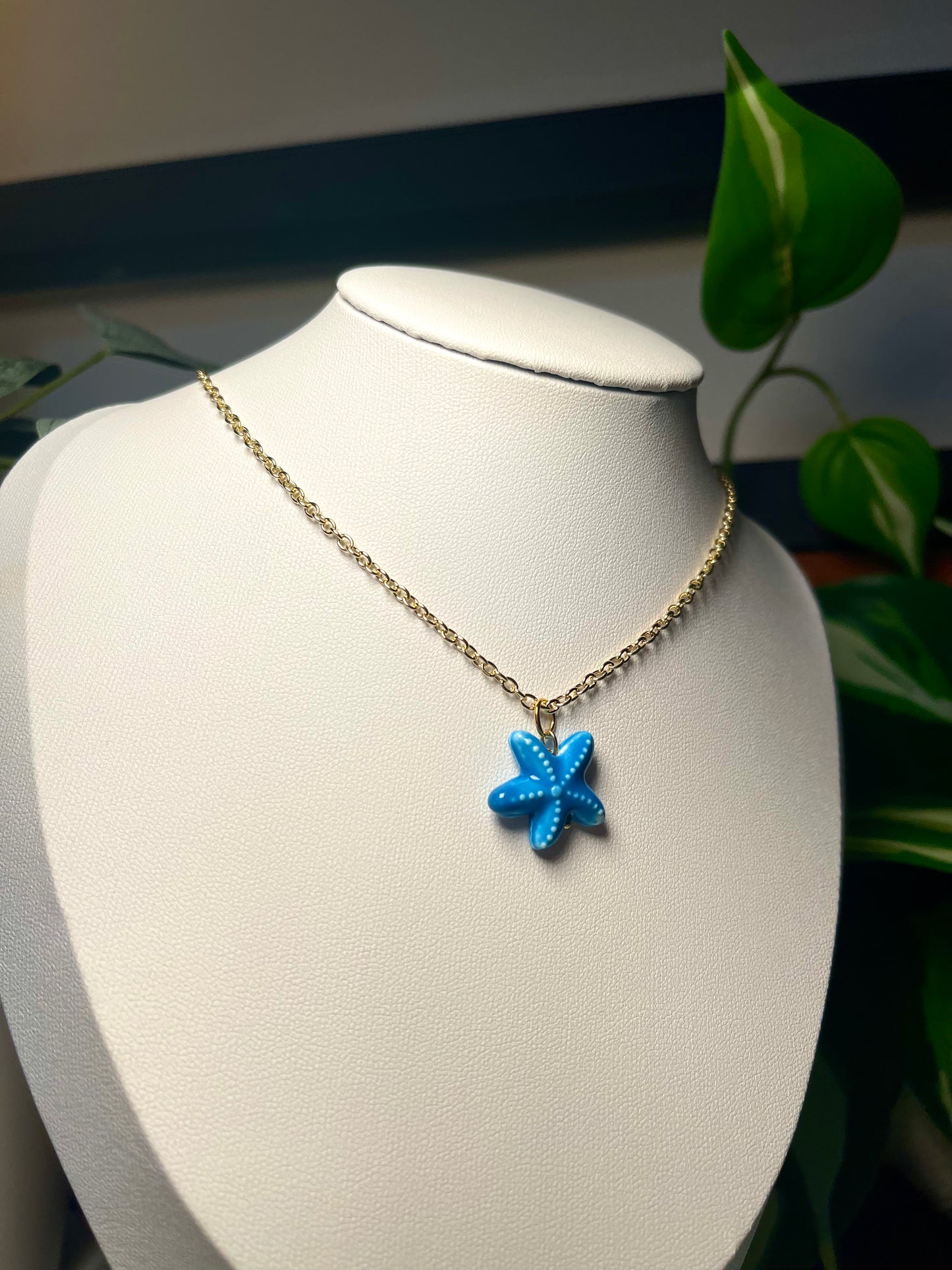 Blue Starfish Gold Necklace