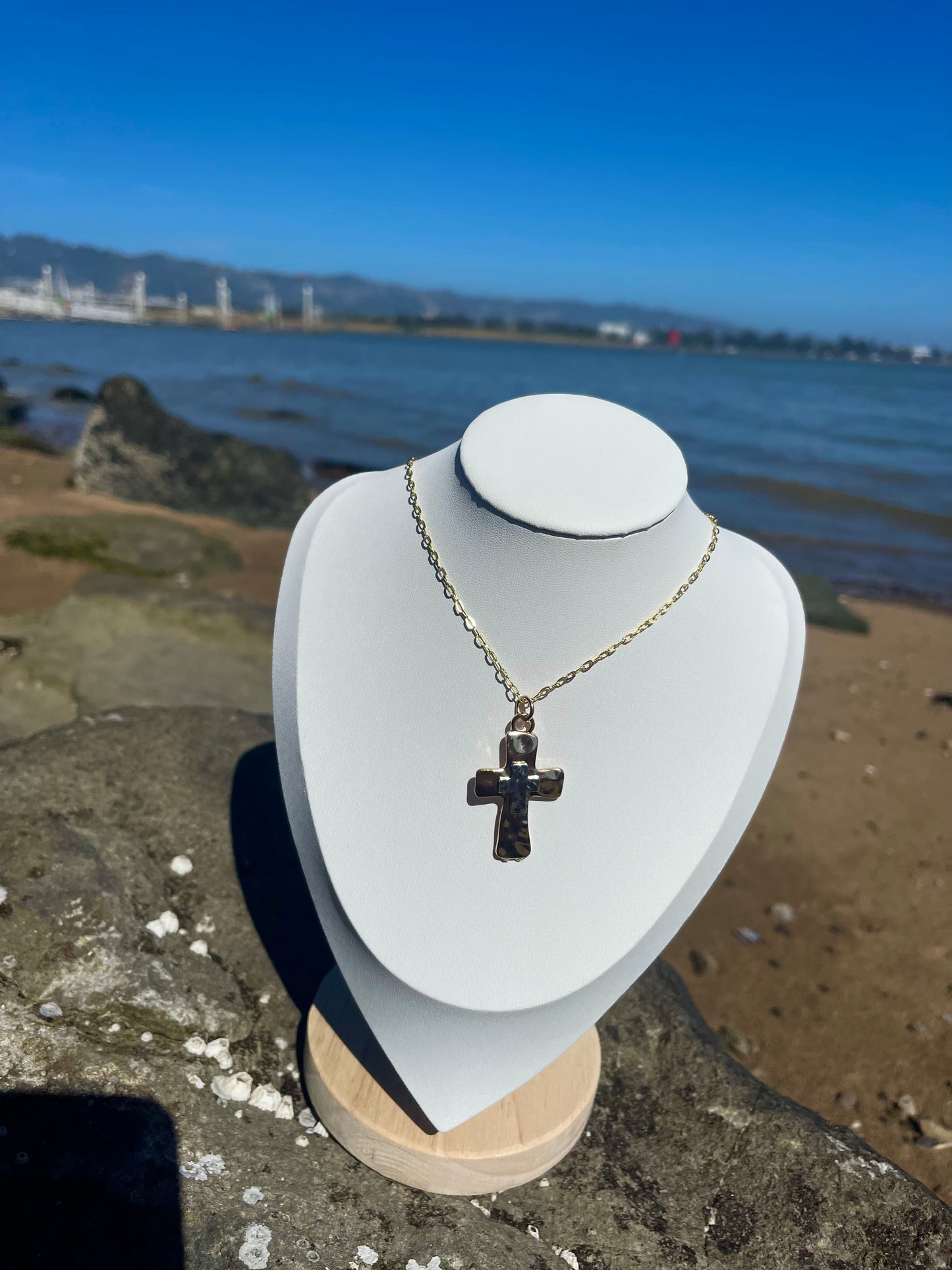 Gold and silver cross necklace