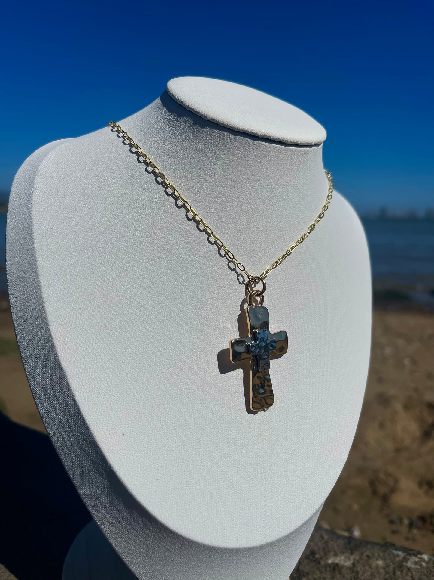 Gold and silver cross necklace