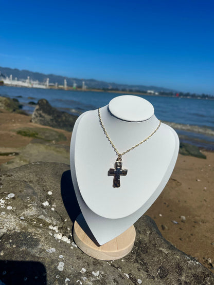 Gold and silver cross necklace