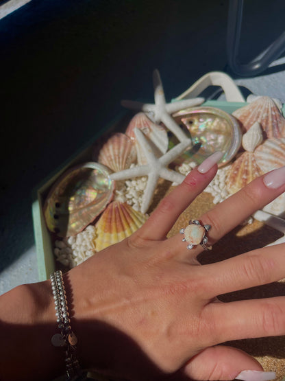 Silver turtle seashell ring