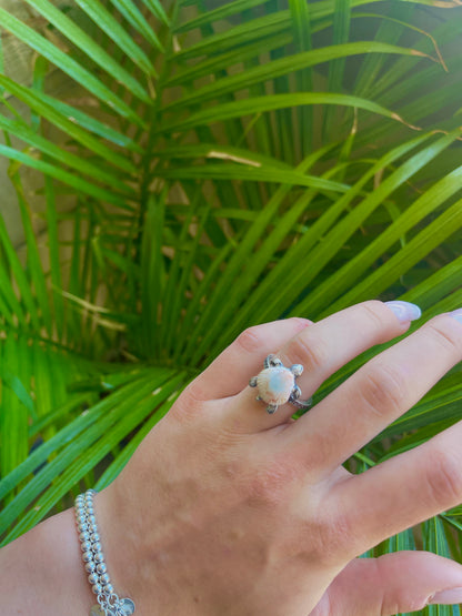 Silver turtle seashell ring