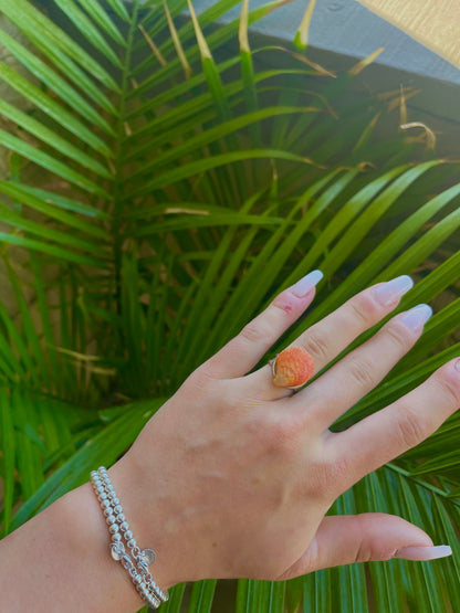 Bright orange seashell ring