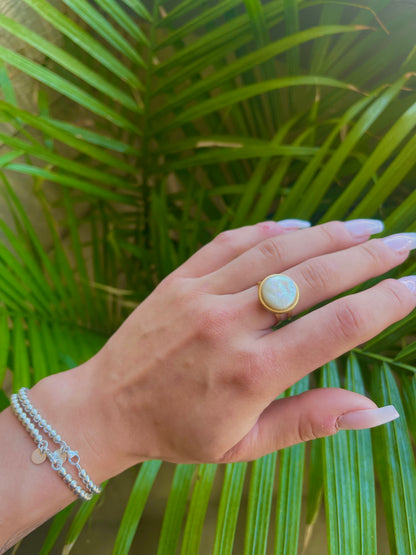 Gold pearl ring