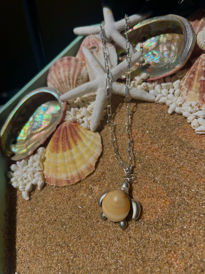 Silver turtle seashell necklace