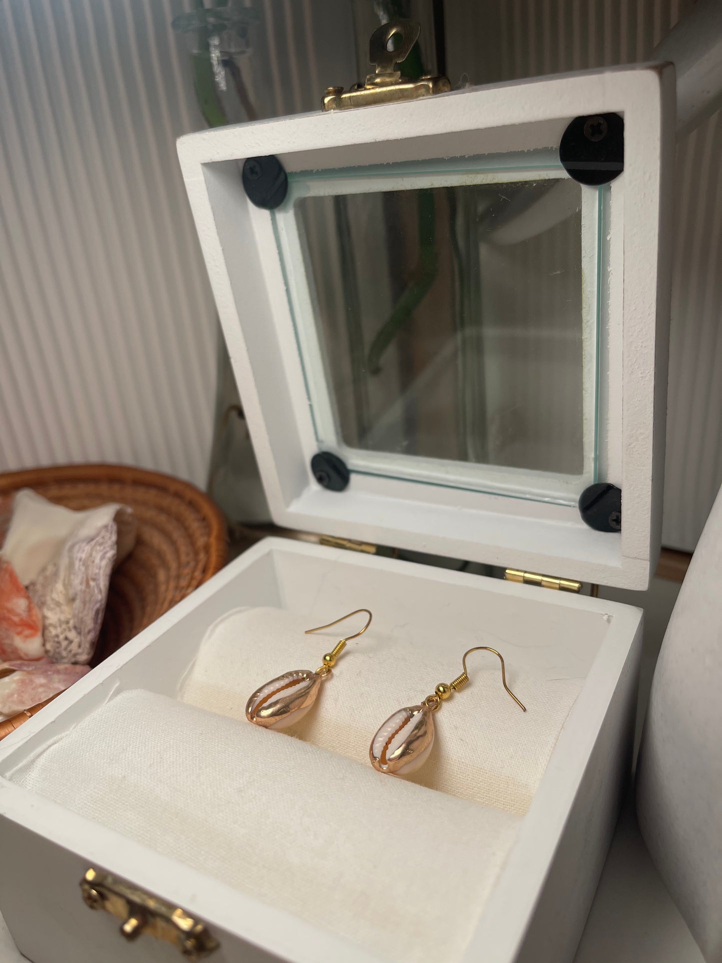 Gold Dipped Cowry Seashell Earrings