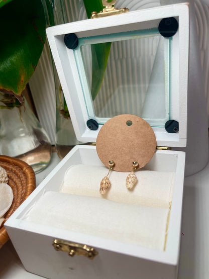 Gold Stud Seashell Earrings