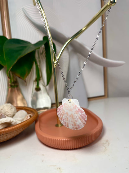 Bay Scallop Seashell Silver Necklace