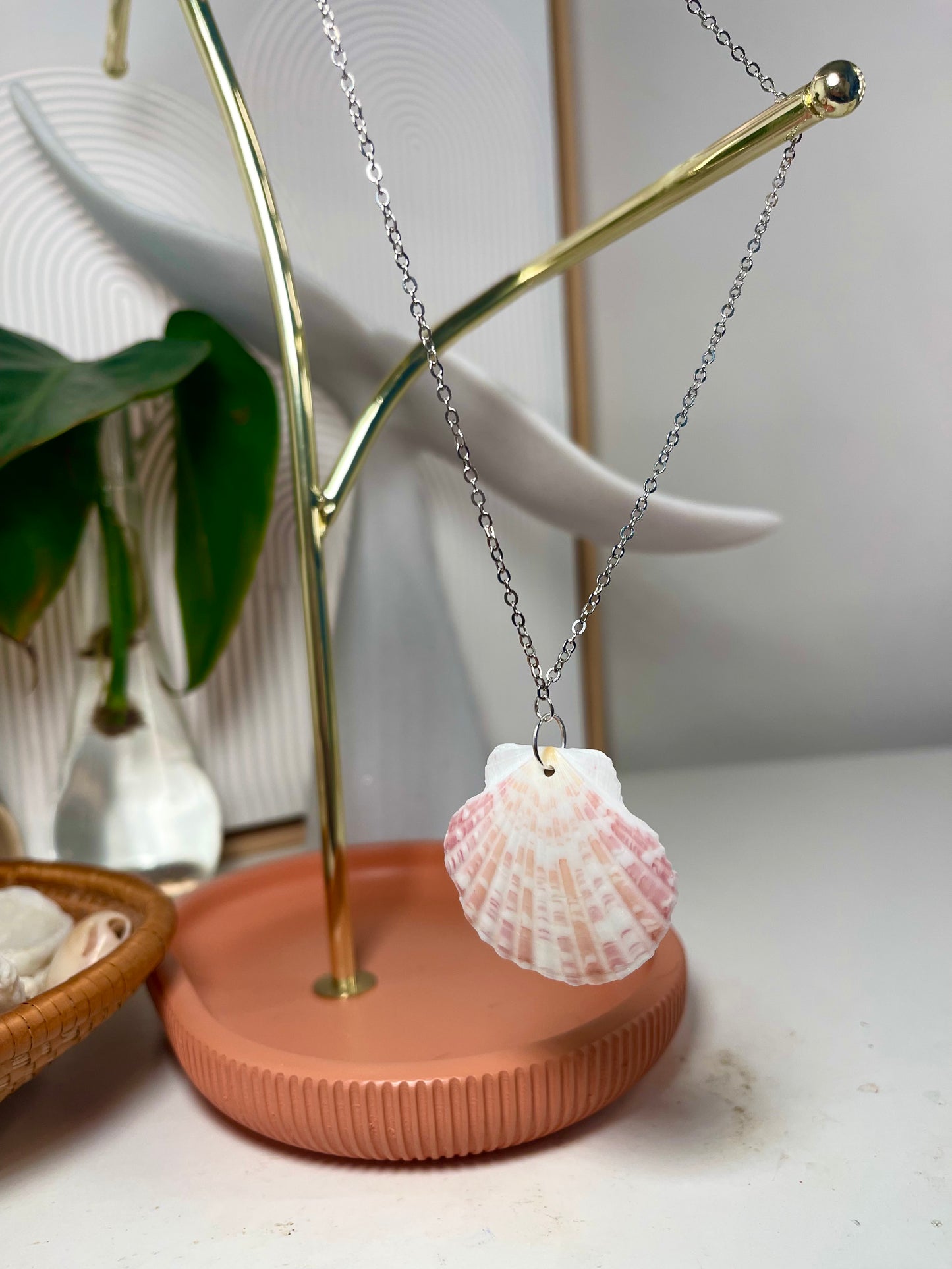 Bay Scallop Seashell Silver Necklace