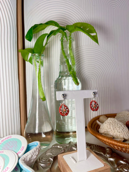 Painted Cowrie Earrings